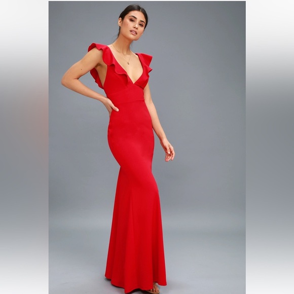 Lulus Perfect Opportunity Red Maxi Dress - Picture 1 of 15